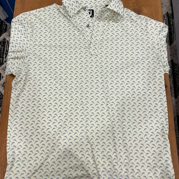 FootJoy Mens Leaping Dolphins Print Lisle Polo Shirt Size LG - Picture 3 of 5